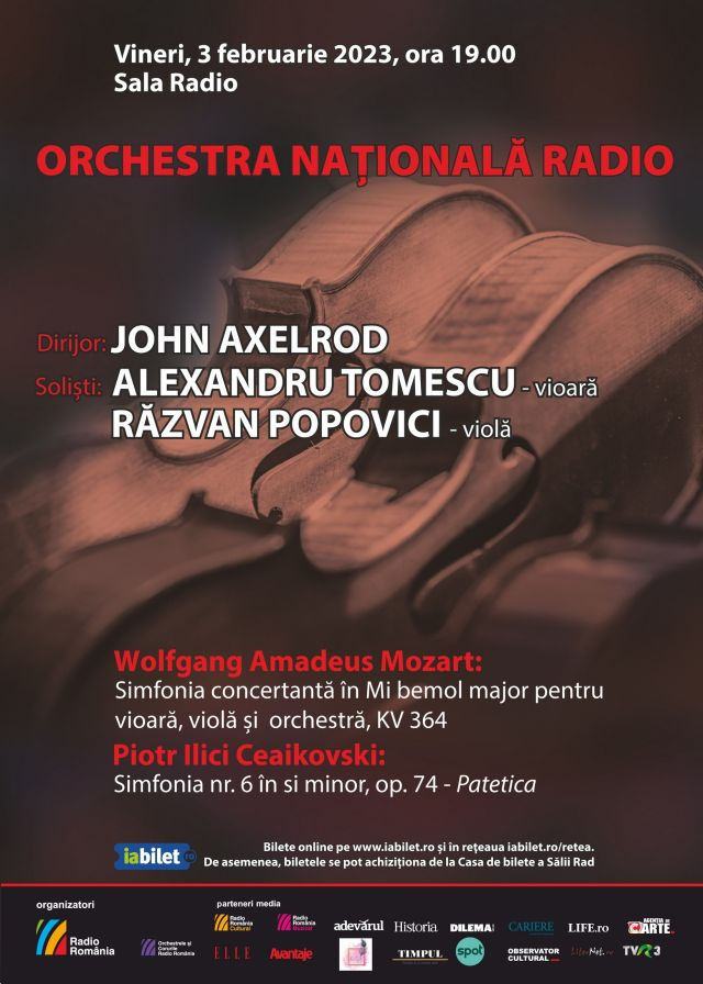 Dirijorul american John Axelrod, Alexandru Tomescu  și Răzvan Popovici, la Sala Radio