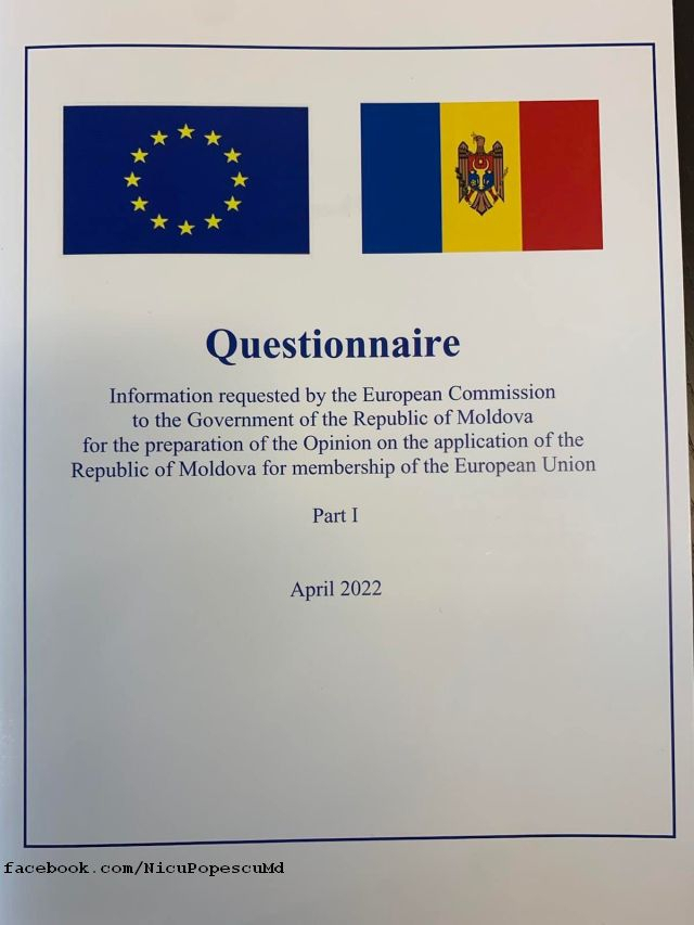 Republica Moldova, un chestionar pentru Europa