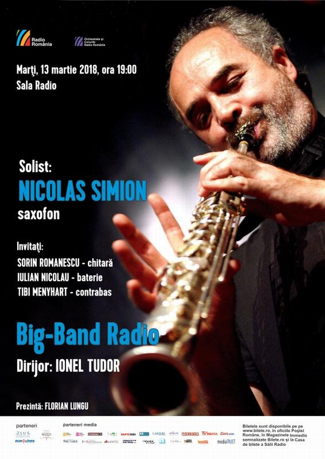 Nicolas Simion, alături de Big Band-ul Radio, în concert la Sala Radio