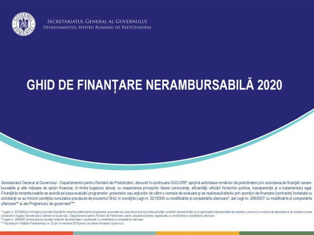 DRP  lanseaza Ghidul de Finanțare nerambursabila 2020