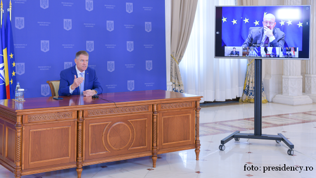 K. Iohannis în videoconferință cu președintele Consiliului European, Charles Michel