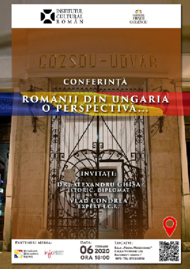 Conferința „Românii din Ungaria: O perspectivă…”, organizată de Institutul „Frații Golescu”