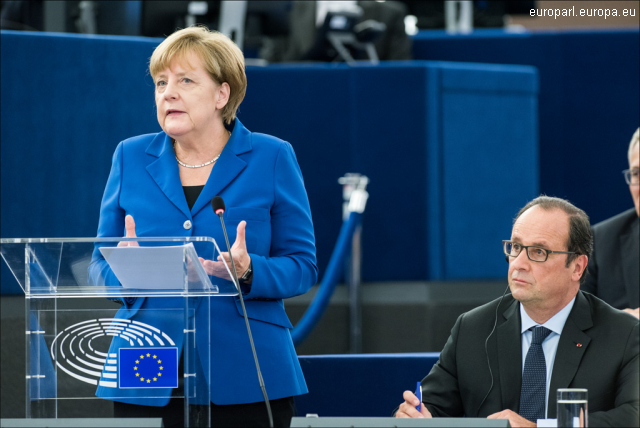 Angela Merkel und François Hollande treten gemeinsam in Straßburg auf