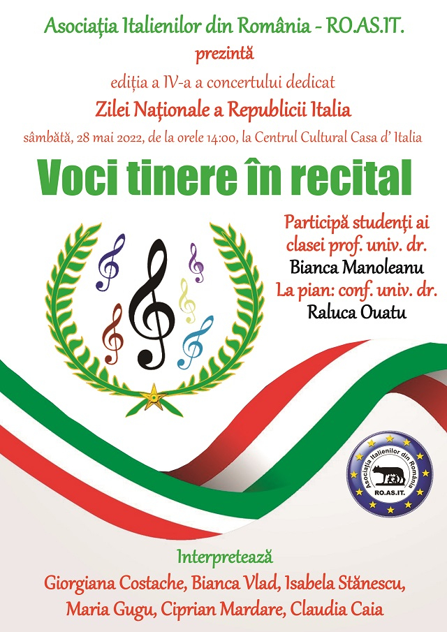 Festa della Repubblica Italiana: Giovani voci in recital con la RO.AS.IT