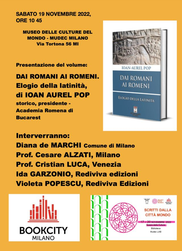 BookCity Milano, Rediviva porta “Dai romani ai romeni. Elogio della latinità” di Ioan Aurel Pop