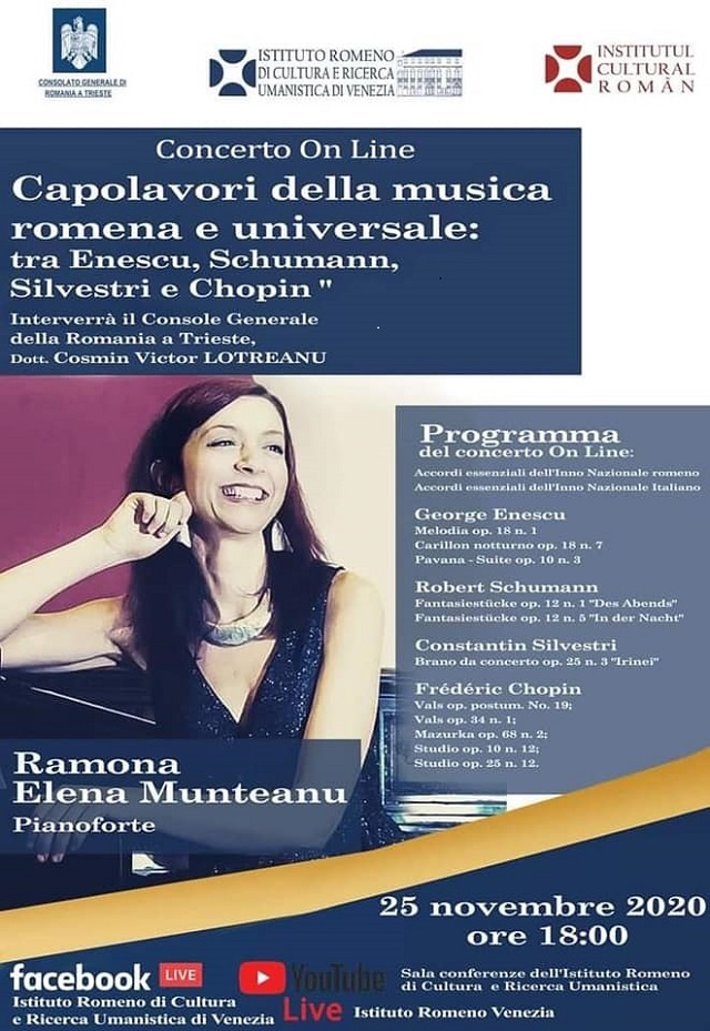 Festa Nazionale della Romania: recital online della pianista Ramona Elena Munteanu a Venezia