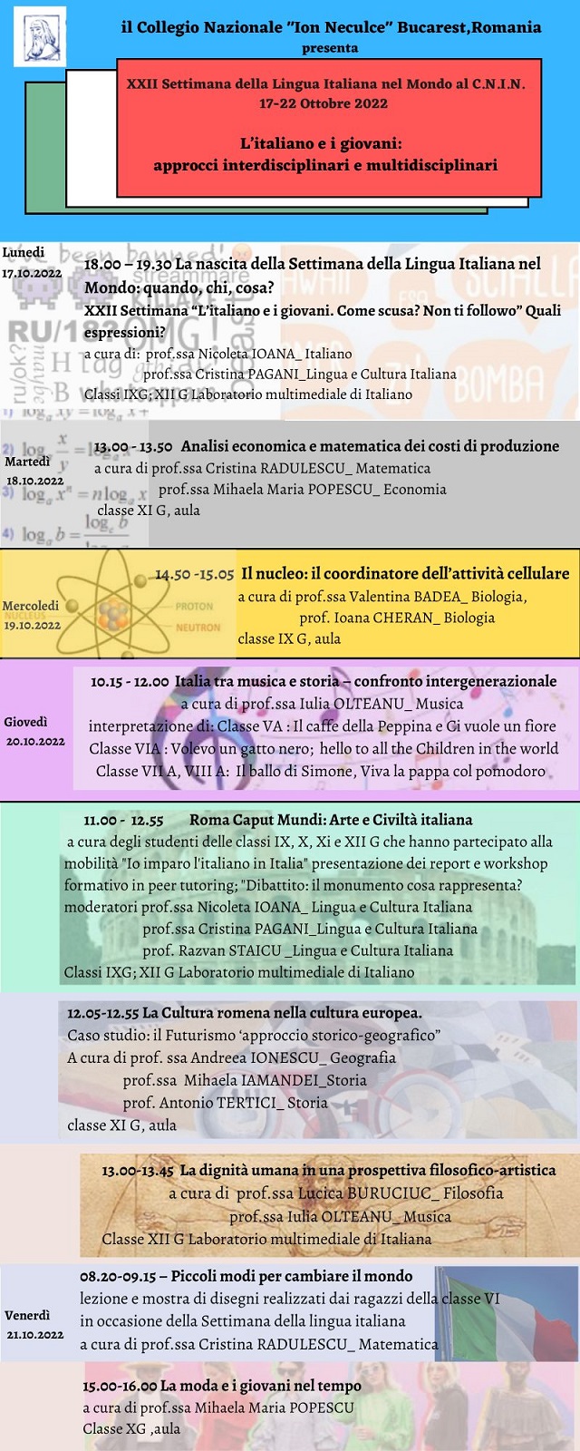 Settimana della Lingua Italiana nel Mondo al Collegio Nazionale “Ion Neculce” di Bucarest